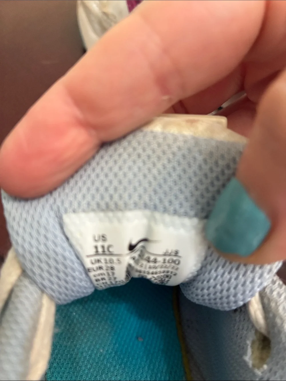 Nike Kids White Sneakers with Pink & Teal Accents